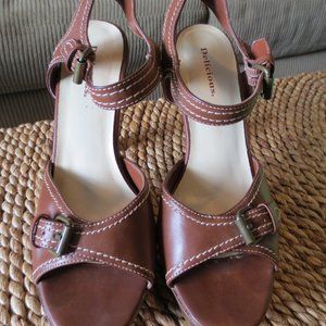 Delicious Slingback Heel Sandal Tan Brown Cognac Sexy Vintage Platform Buckle 8